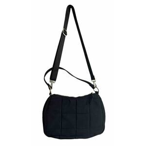 Quilted Nylon Crossbody Hobo Bag in black Night Out Date Night Capsule Sleek